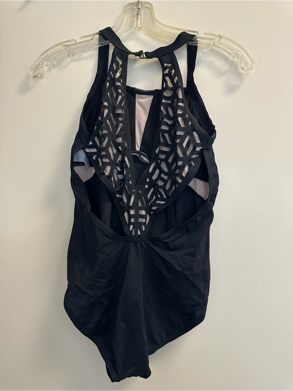 balera Black Laser-Cut High-Neck One-Piece Swimsuit
